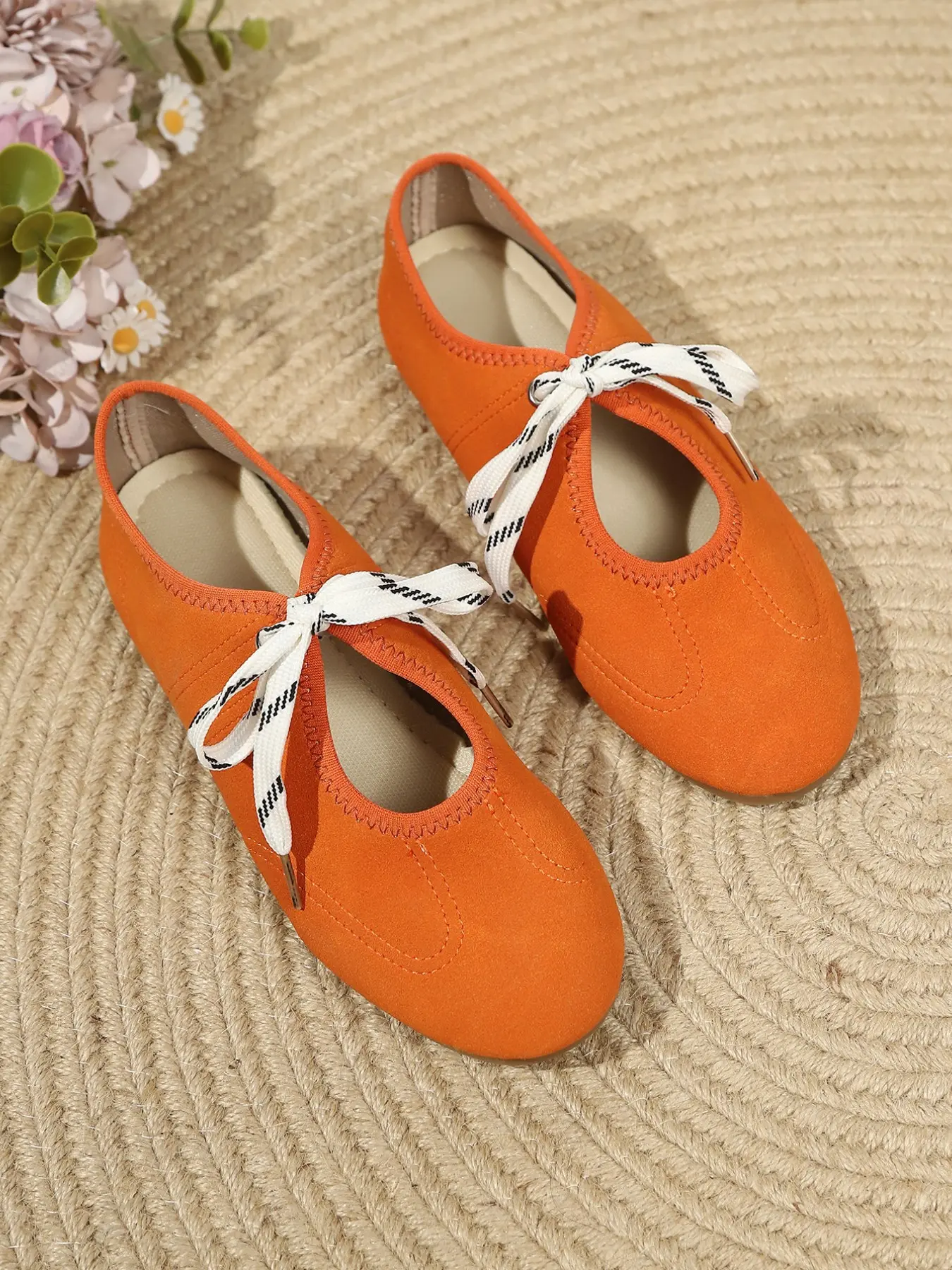 French Vintage Ballet Mary Jane Shoes, Striped Strap T-Shape Hollow Out Suede Flat, Casual Round Toe Ballet Shoes for All Seasons, Mary Jane Flats, Ballerina Flats