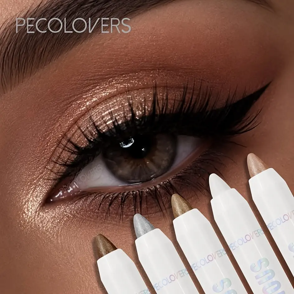1PC Sparkling Eye Highlighter, Long-lasting Brightening Eye Corner Eyeshadow Pen, Pearl White Glitter Shimmering Eyelid Under Crease Pen, Finish for a Radiant Look