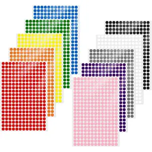 2600 count Dot Stickers 1/2 Inch Vinyl Self-Adhesive  Colored Circle Labels Removable Color Coding  Round Tag for Office Inventory 10 Colors