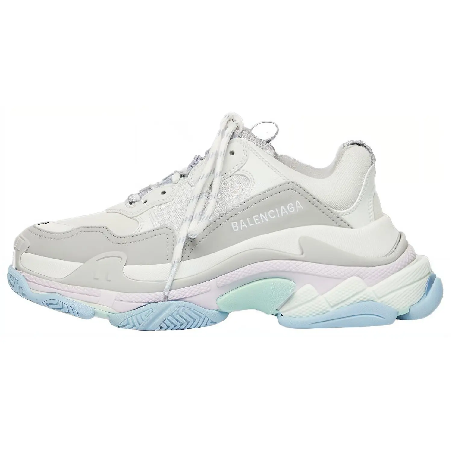 Women's Balenciaga Triple S Pastel Leather Athletic Trainer Footwear, Fashionable Casual Shoe