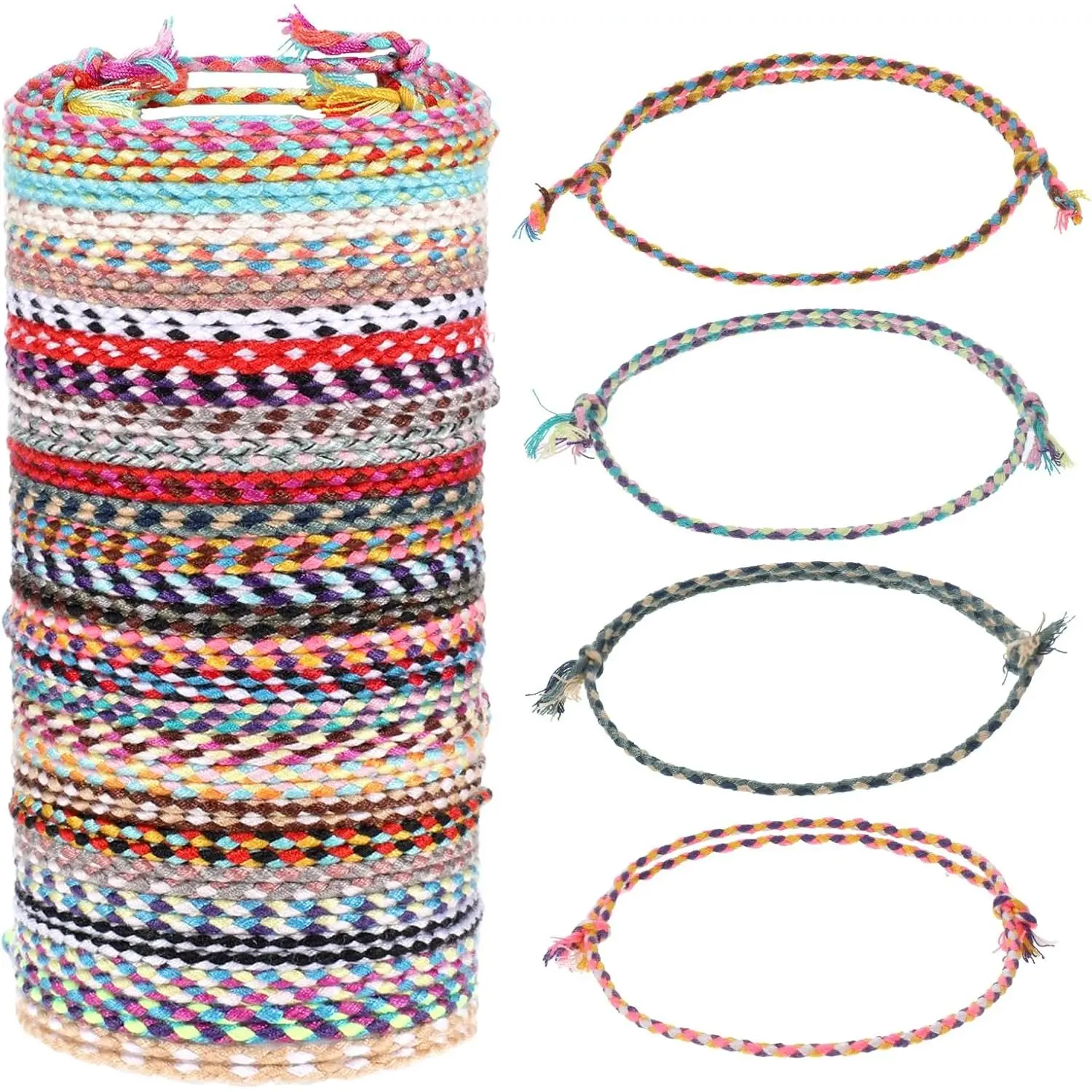 30 PCS Woven Wrap Friendship Bracelets, Handmade Woven Bracelet for Friendship, Adjustable Colorful Thread Bracelets for Women