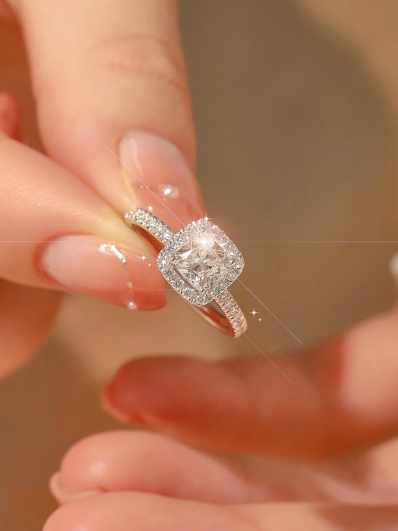 Square Engagement Ring, Elegant and Exquisite Gift Jewelry, Perfect for Women's Weddings, Parties, Birthdays, Daily Wear at Work