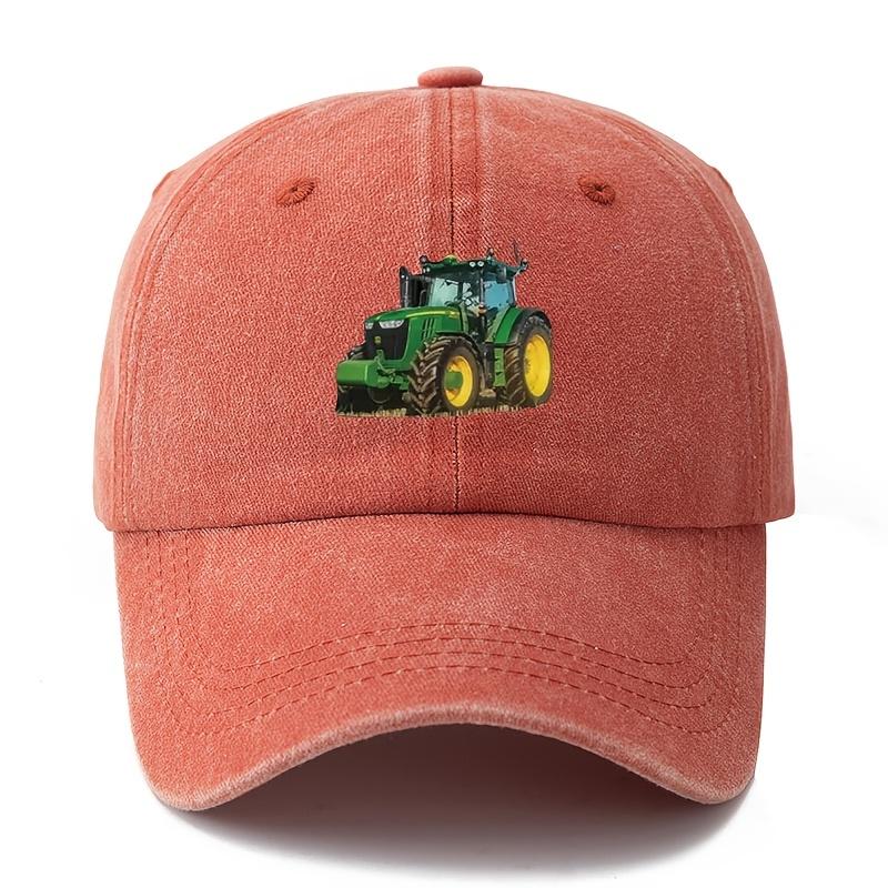 Printed tractor baseball cap men's outdoor camping vacation casual curved brim hat retro duckbill cap dad truck driver hat