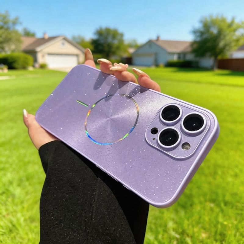 Luxury CD Texture Laser For Magsafe Lens Protector Case For iPhone 17 Air 16 15 14 13 12 Pro Max Wireless Charge Glitter Cover