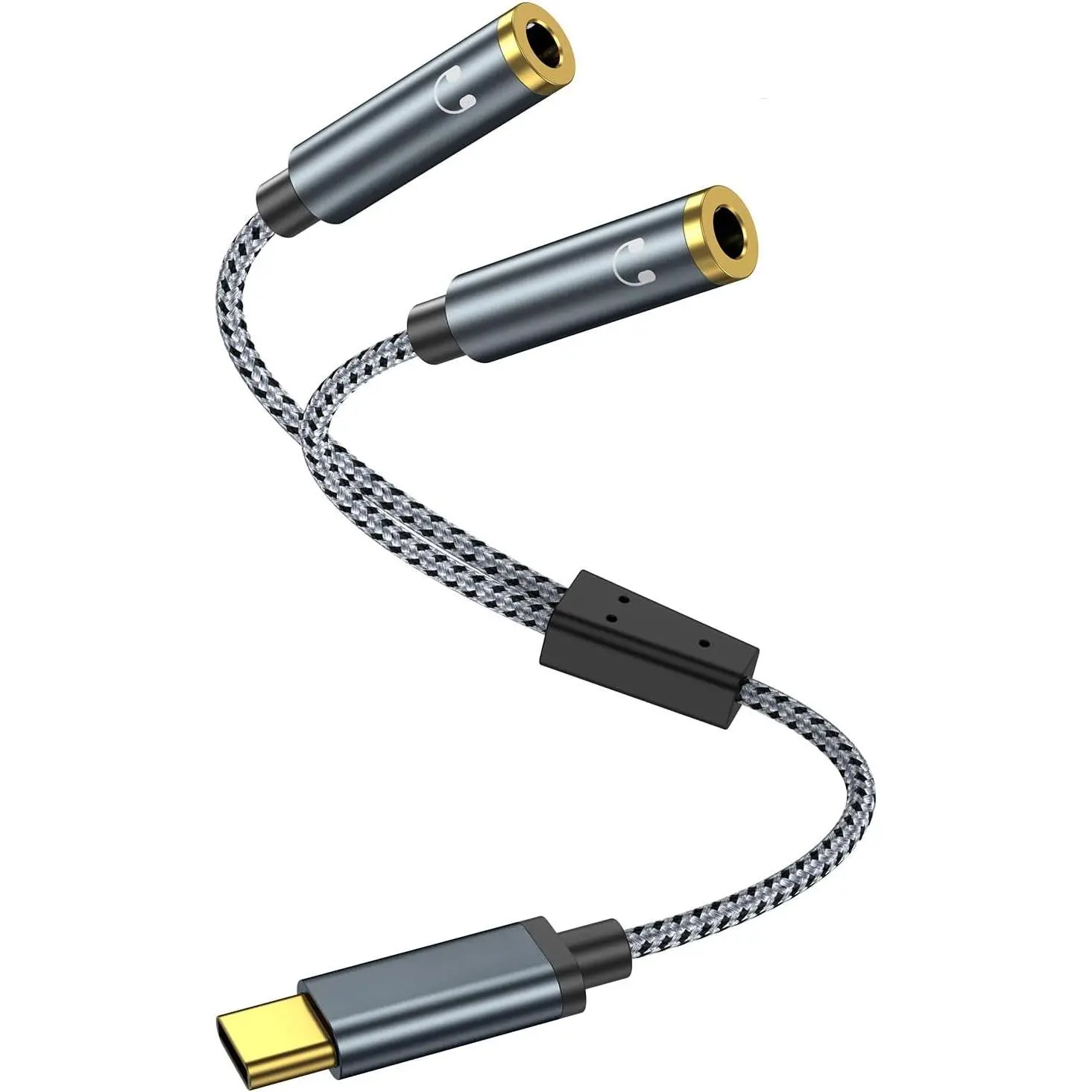 USB C to  3.5mm Female Headphone Splitter Adapter 1FT | Type C to  3.5mm Female Audio Splitter Headphone Adapter for  17/16/15 Pro Max, Galaxy S24 S23, Pixel4/3