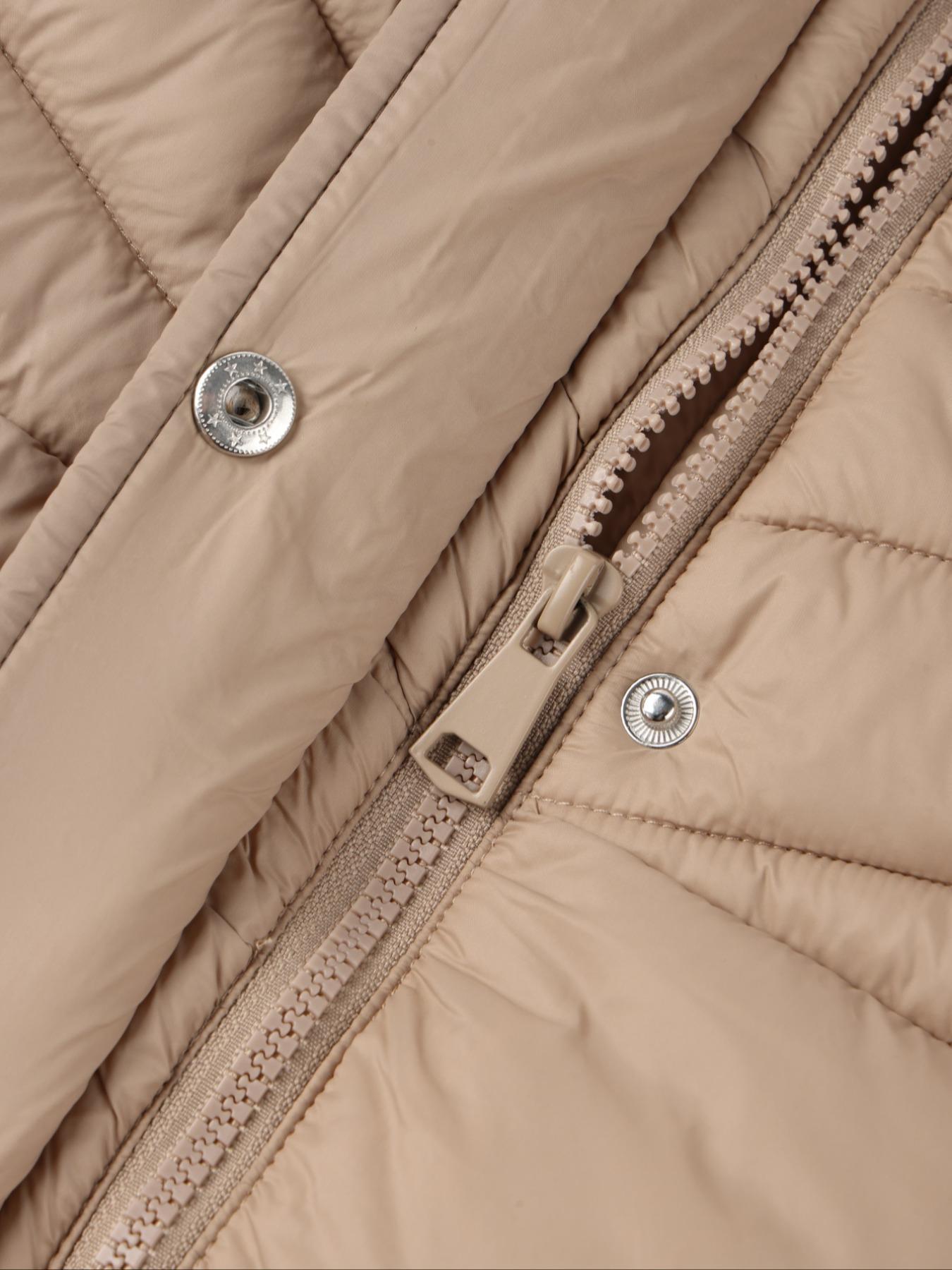 Women's Fall Winter Mid-Length Cotton Coat, Faux Fur Hood and Collar, Casual Fashion Outerwear with Side Pockets and Zipper Design, Quilted Puffer Coat