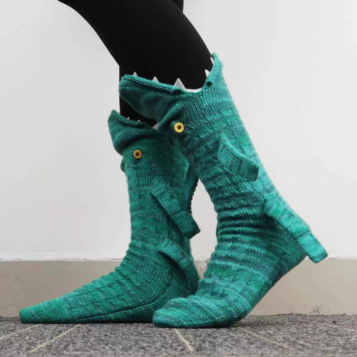 Christmas Socks Knitted Crocodile Socks Animal Funny Socks Holiday Party Supplies
