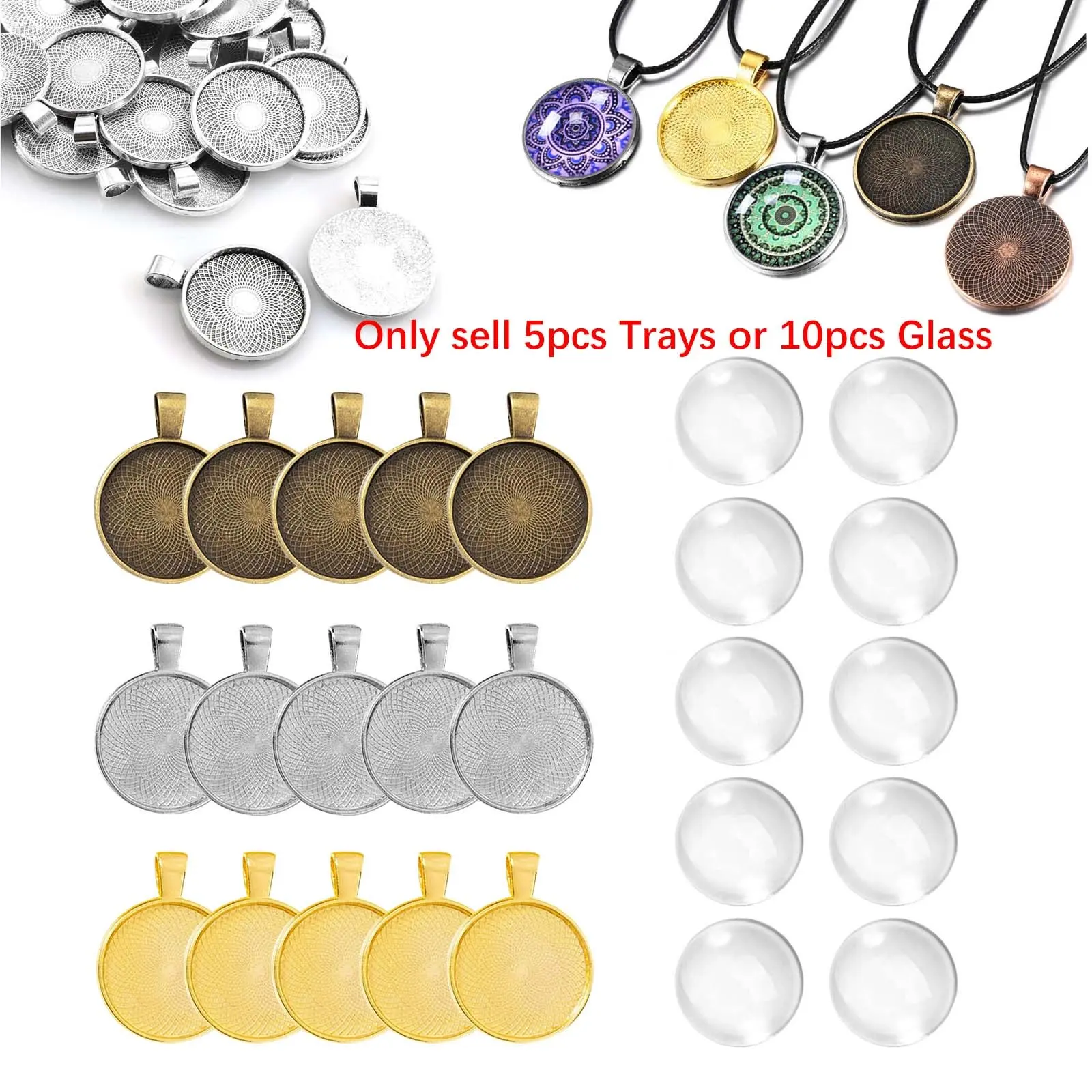 5/10pcs Round Bezel Pendant Trays Setting Cabochon Blank Base for DIY Crafting Photo Jewelry Findings Making Accessories Resin Art, Paint Pour Skins, Costume Jewelry 25mm