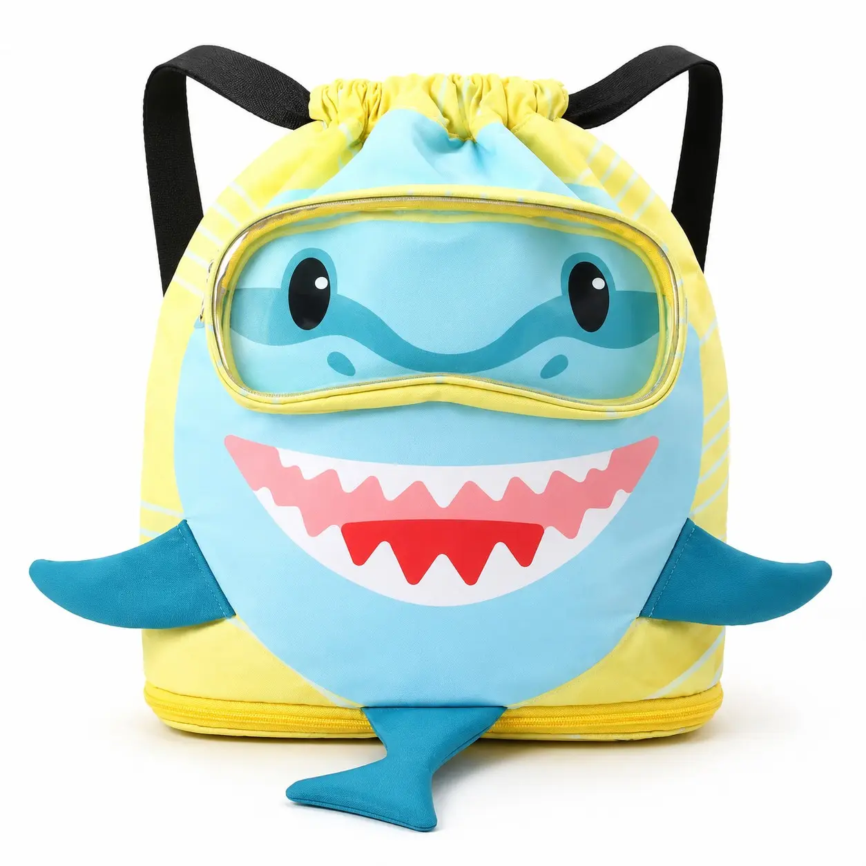 Kids Shark Swim Backpack, Wet Dry Separation Swimming Bag, Lightweight Water-Resistant Pool Bag, Shoe Compartment, Beach Backpack for Kids