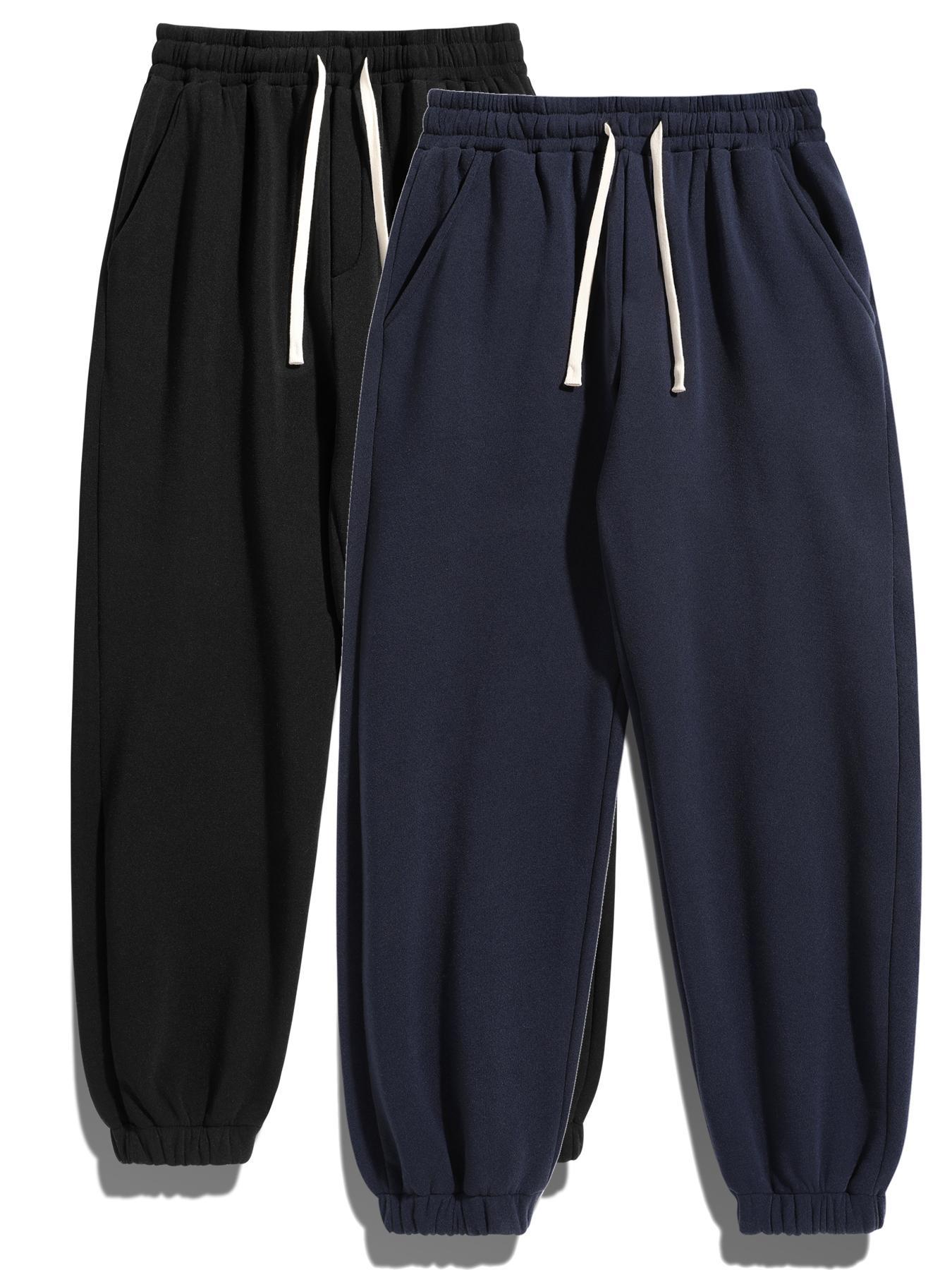 Men's Solid Drawstring Waist Thermal Lined Sweatpants, Casual Comfy Regular Fit Jogger Pants for Fall & Winter, Men's Trousers for Daily Wear, Pants for Men, Work Pants Men, Baggy Trousers, Men's Bottoms, Workout Joggers, Casual Sports Trousers