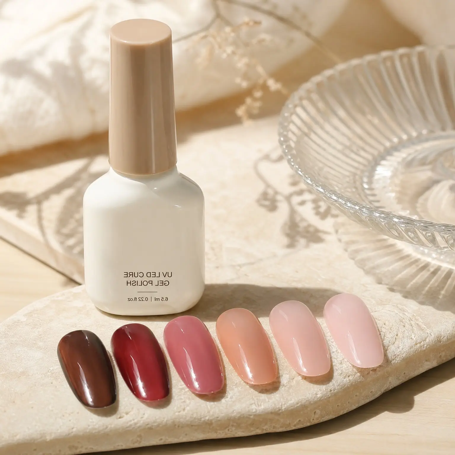 Rose Garden Jelly Gel Nail Polish Set, 6 Colors Nude Red Pink Brown, Natural Nails, Buildable Color, UV Lamp Required, Long Lasting, Easy to Apply, Salon Manicure at Home, Gift for WomenGift