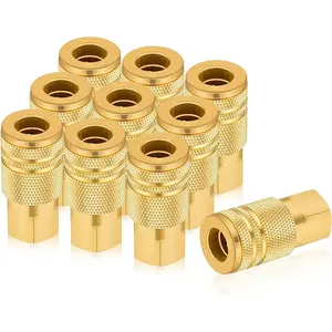 1/4 quick connect fittings,Industrial Air Coupling 10 Pcs, 1/4" Basic Flow Quick Connect Air Coupler, Brass Air Compressor Accessories Fitting,Hose Quick Connect Fitting