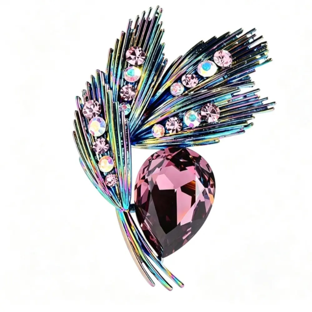 Luxury Rhinestone Exquisite Flower Badges Pin for Women Men Shining High-End Crystal Brooch Corsages