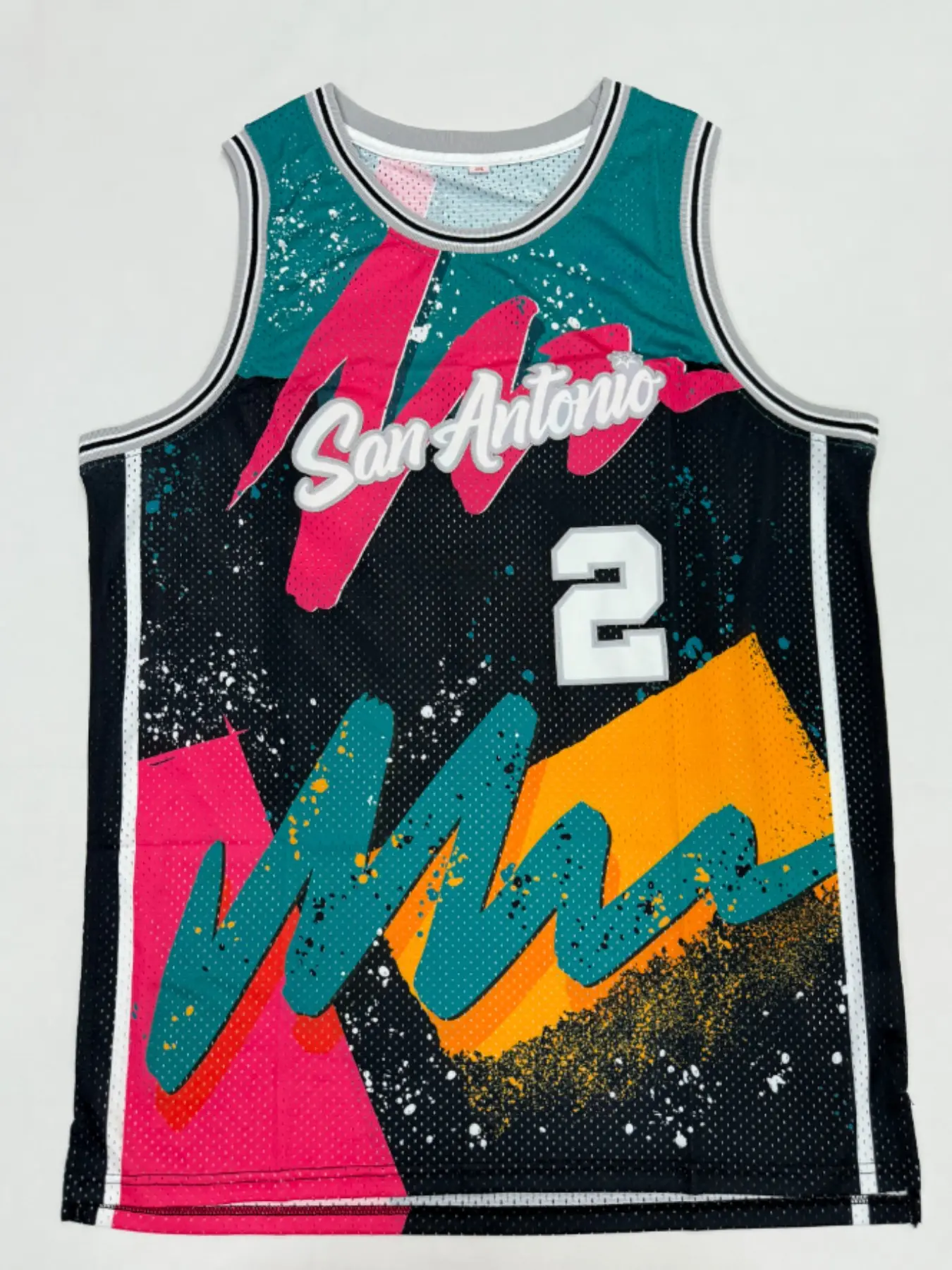 Breathable Basketball Jersey Size 2, Moisture-Wicking Sportswear, Eyelet Embroidery Design, Loose-Fit, All-Seasons Wear, San Antonio Harper Style