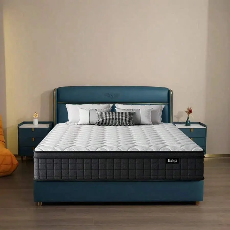 10/12/14 Inch Hybrid Mattress‑in‑a‑Box, Twin / Full / Queen / King Size, Pocket Spring with Breathable Cotton Layer, Motion Isolation, Lumbar Support & Pressure Relief, Medium‑Firm Feel