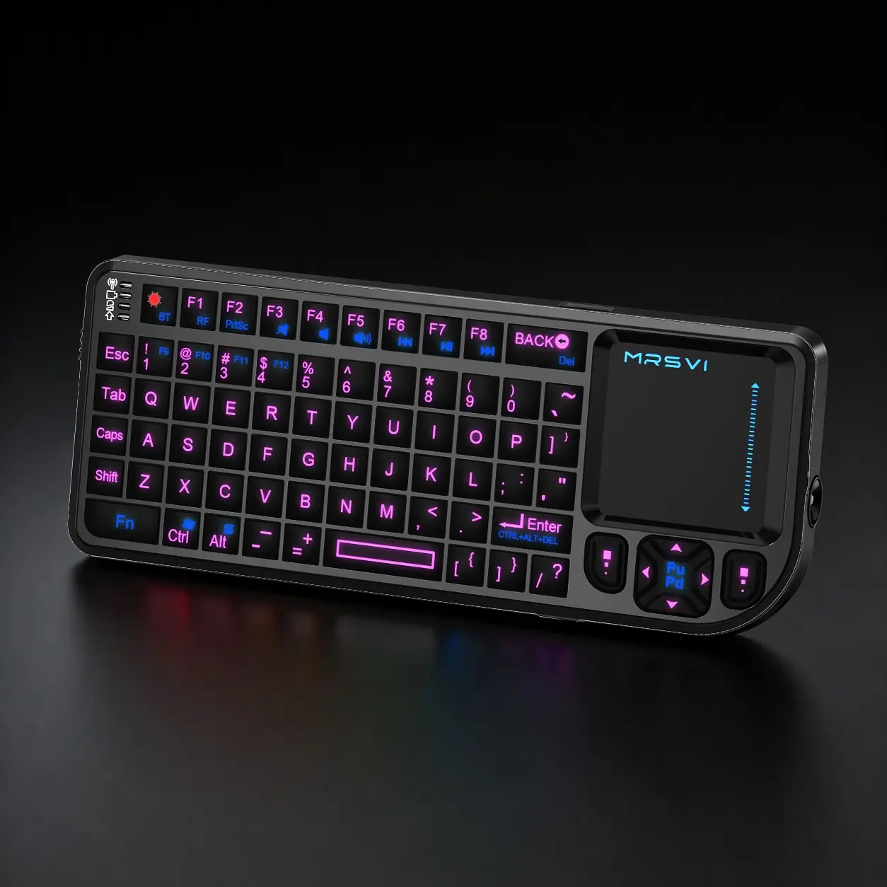 Mini Bluetooth-compatible Wireless Keyboard with Touchpad, RGB Backlit, Compact Remote Control, Compatible with MAC, Laptop, Windows, Tablet, Projector, Raspberry Pi, Computer Keyboards