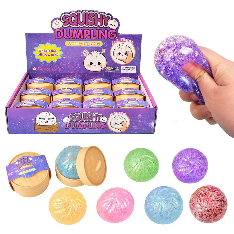 Stress-relief toy glittery colorful bun-shaped vent ball dumpling-shaped squeeze stress-relief ball