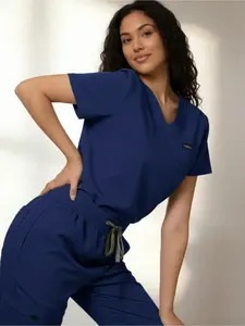 Women's Work Uniform Set - V-Neck Top and Sports Pants Pockets, Anti-Pilling and Breathable Work Outfit