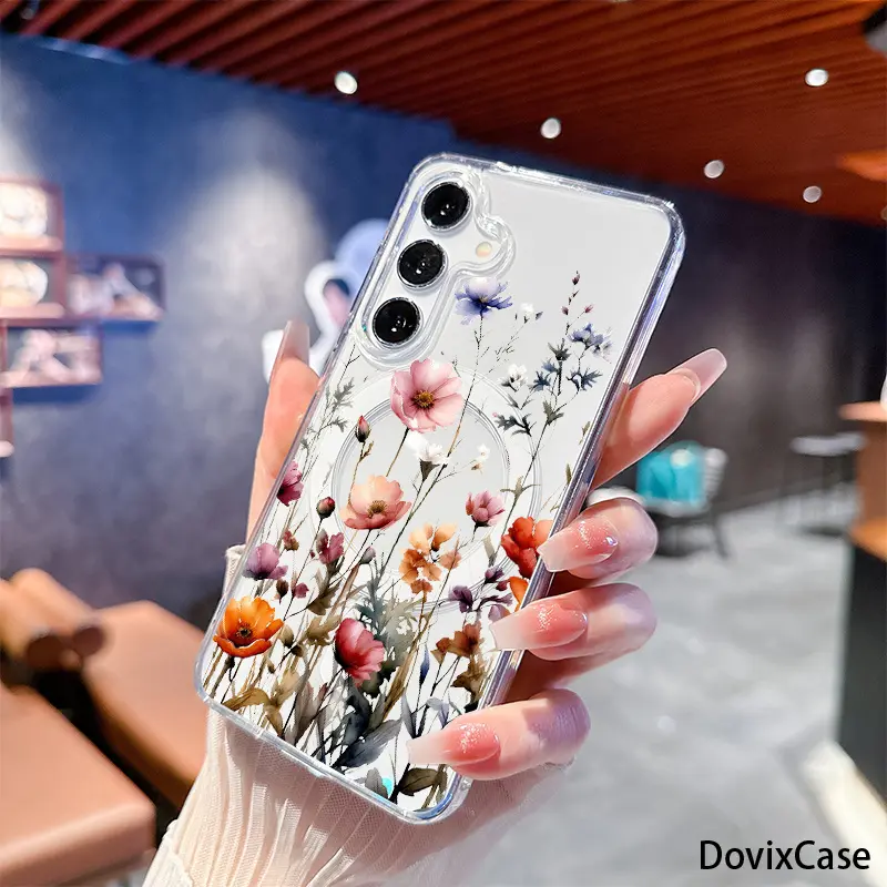 Phone Case - Soft Pastel Wildflower Natural Botanical HD Clear Shockproof Transparent for Galaxy A05s A06 A07 A14 A15 A16 A17 A23 A24 A25 A26 A34 A35 A36 A37 A54 A55 A56 A57 S10E S20 S21 S22 S23 S24 S25 S26 Fe Plus Ultra Edge Note9 Note10 Note20