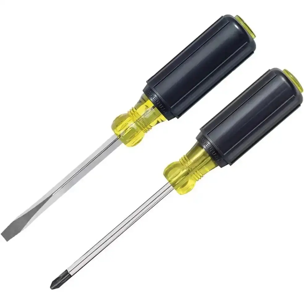 85442 Screwdriver 2-Piece Set, Made in USA, 1/4 Keystone and #   2 Phillips, Cushion Grip, Round and Square Shank, Heat Treated, Home Improvement
