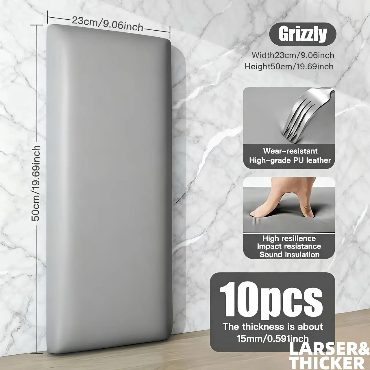 10pcs Self-Adhesive Bed Headboard, Artificial Leather Surface, Soft Vinyl Foam Sponge, Waterproof, Easy Clean, No Drilling, Removable