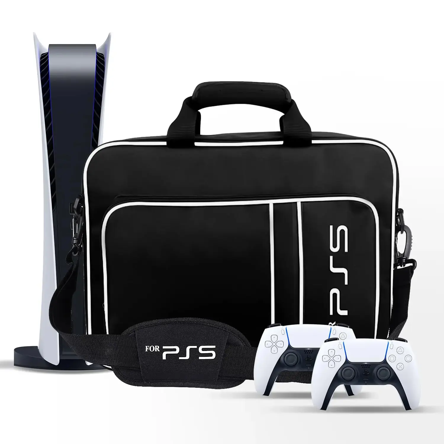 For PS5 Travel Case for PS5 Protective Case Bag Suitable for PS5 Disc/Digital Edition Console Controllers Game Cards Headset