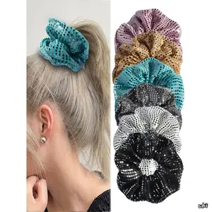 6 Pack Double Layer Mesh Glitter Hair Ties For Women, Minimalist European American Style Elastic Scrunchies, Viral Elegant Fashion Hair Accessory For Daily Hairstyling