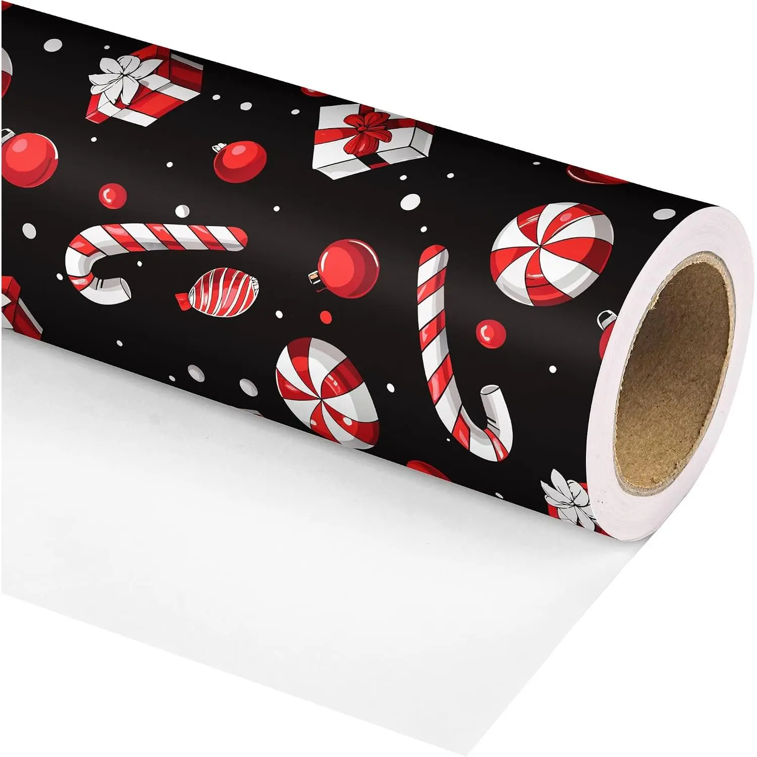 Christmas Wrapping Paper Roll Black  Reindeer and Tree Design Xmas  Wrap for Winter Holiday Party Celebration -  28.5sq.ft