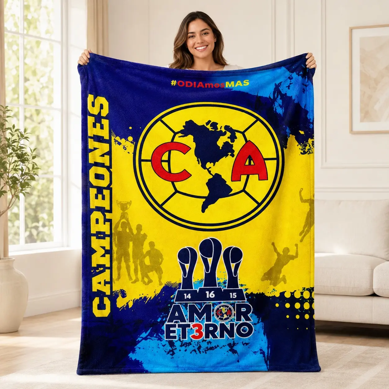 1PC Club America Mexico Football Club Champion Trophy Themed Print Flannel Blanket, Soft Skin-Friendly Anti-Pilling Machine Washable, Suitable For All Seasons For Home Sofa, Bedroom, Outdoor, Ideal For Football, Soccer Blanket