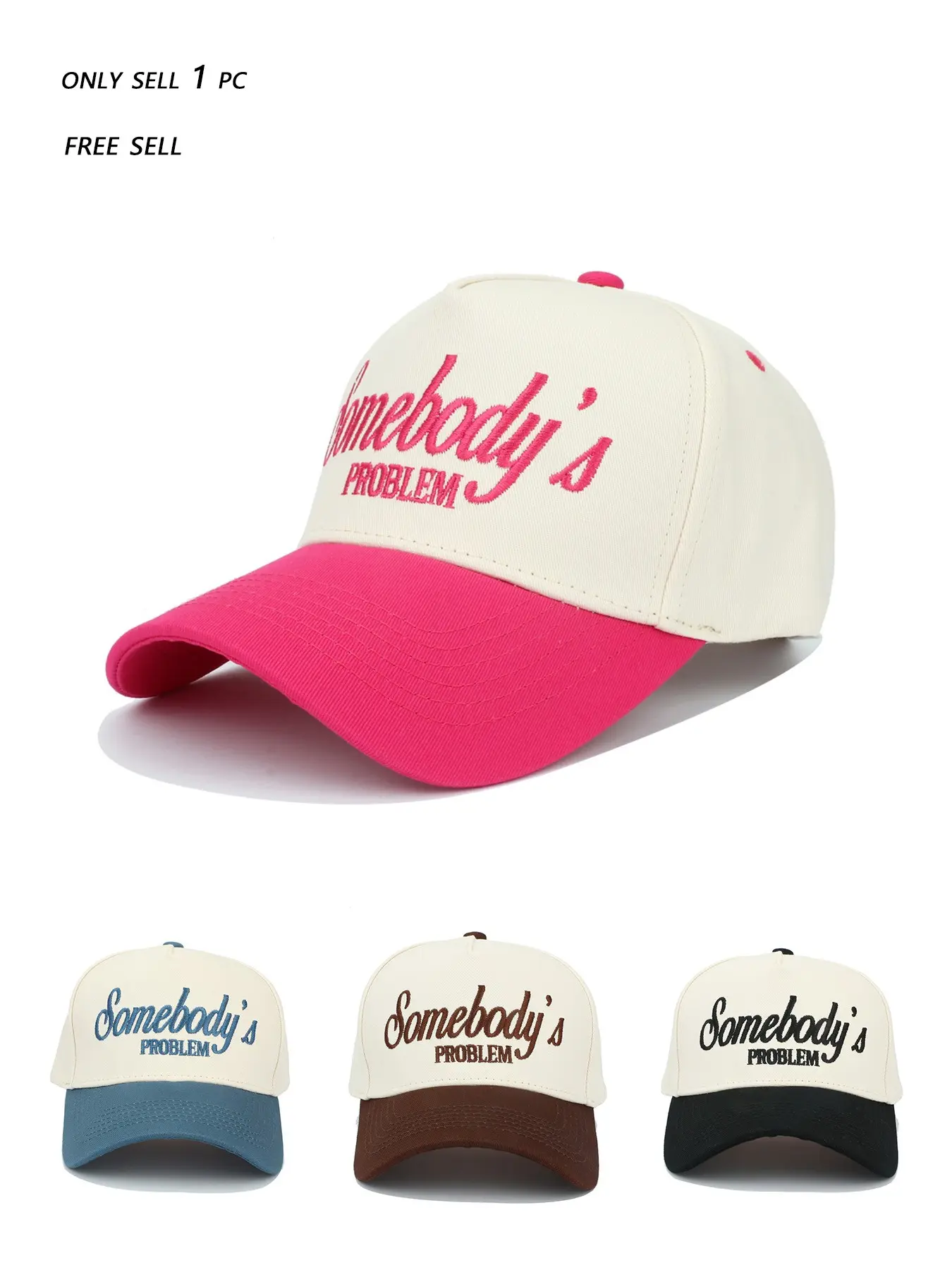 Somebody's Problem Embroidered Baseball Hat, Lightweight Quick-Dry Sweat-Wicking Sun Protection, Unisex Adjustable Cap, 8 Colors Available