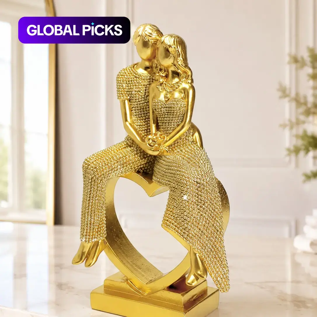 Luxury Couple Heart Statue Ornament, Elegant Home Decor, Perfect for Bedside Table, Entryway, Living Room TV Stand, Elegant Home Decor Item