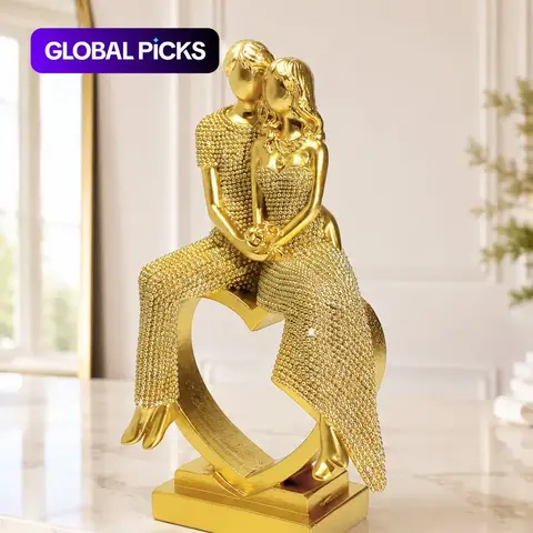 Luxury Couple Heart Statue Ornament, Elegant Home Decor, Perfect for Bedside Table, Entryway, Living Room TV Stand, Elegant Home Decor Item #GLOBAL PICKS