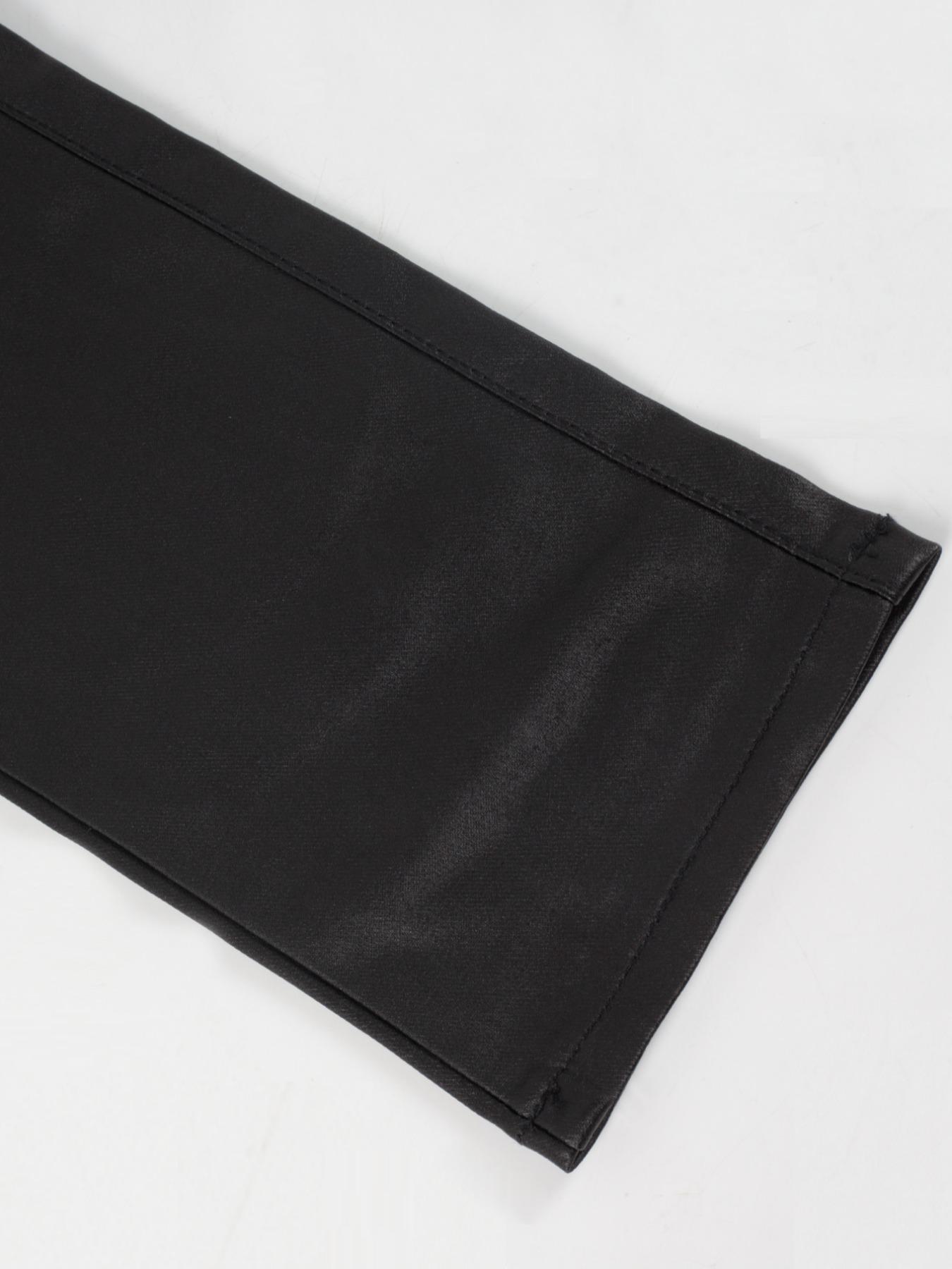 26 Valentine's Day Women's Minimalist Street Plain High Waist Slim Skinny Pants, Casual Solid Pocket High Rise PU Leather Trousers for Fall & Winter, Fashion Women's Bottoms for Daily Wear