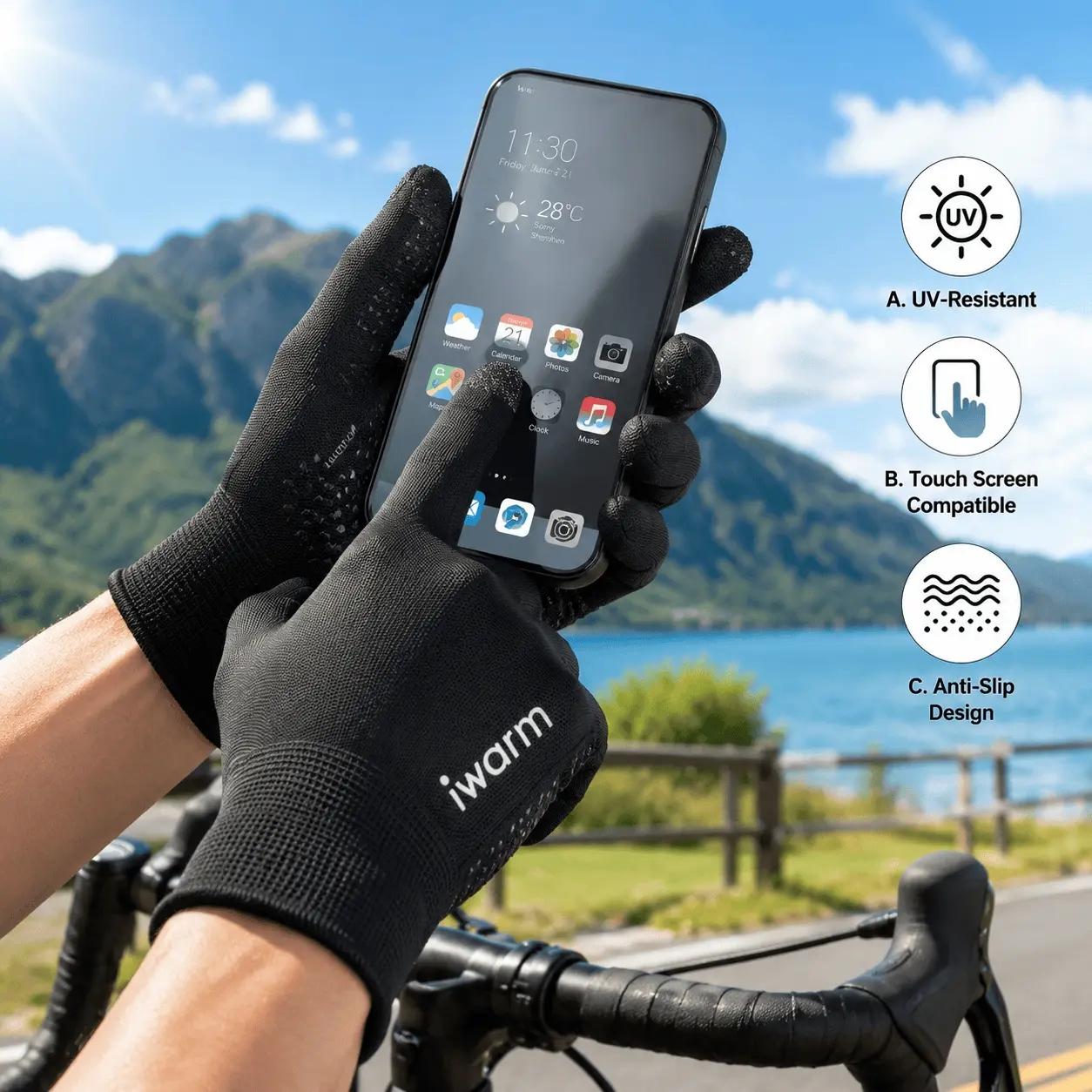 2 Pack Summer Lightweight Breathable UV Sun Gloves, Touchscreen Compatible, Anti-Slip & Durable for Driving, Cycling, Fishing, Outdoor Sports, Unisex