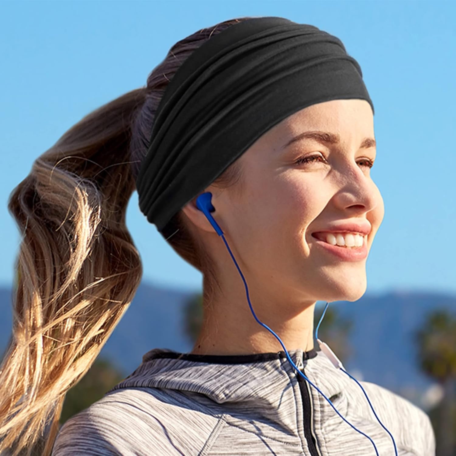 10Pcs/Pack Women Headbands African Wide Hair Wrap Turban Twist Headband for Women Large Sport Workout Stretch Non-slip Big Hair Bands