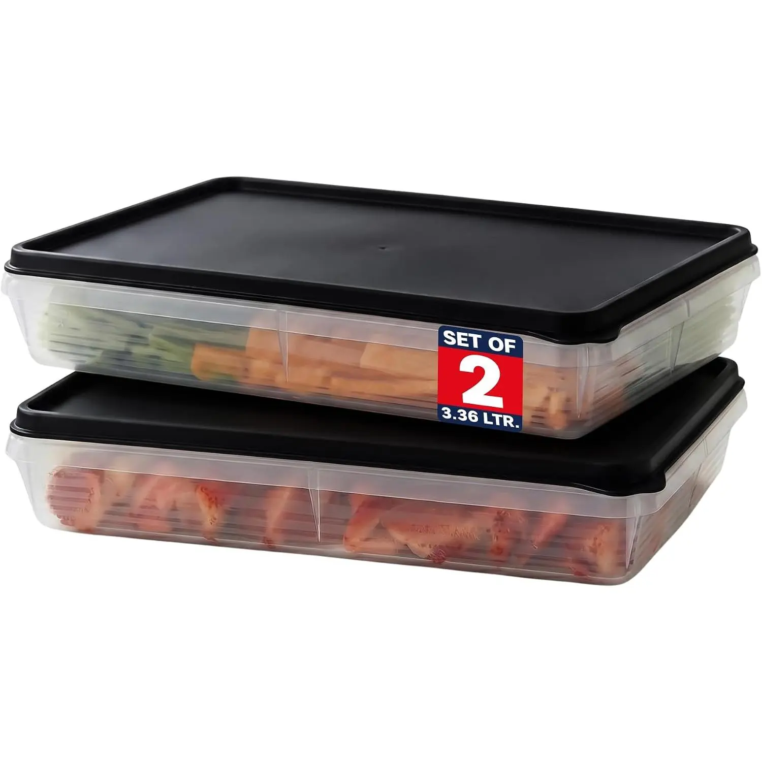 Deli Meat Containers with  – Set of 2 Deli  Containers with  – Airtight  Storage Containers for Cheese, Bacon, Fruits, Cookies –  Stackable Deli Meat Container for Fridge