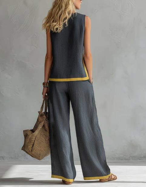 2026 Linen Blend Two Piece Set for Women Sleeveless Color Block Top Wide Leg Pants Set Casual Summer Outfit # LinenSet # WideLegPants # ColorBlock # SummerOutfit # BohoFashion # CasualWear # Outfit of the Day # WomensFashion 2026 Linen Blend Two Piece Set for Women Sleeveless Color Block Top Wide Leg Pants Set Casual Summer Outfit # LinenSet # WideLegPants # ColorBlock # SummerOutfit # BohoFashion # CasualWear # Outfit of the Day # WomensFashion