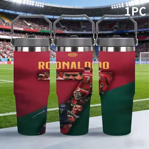 1pc 30oz Stainless Steel Large-Capacity Car Water Bottle, Cristiano Ronaldo Fans Gift, Football Enthusiasts, Outdoor Camping Coffee Mug