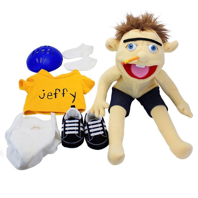 Jeffy Hand Puppet Cartoon Plushie Toy Stuffed Doll Soft Figurine Sleeping Pillow Educational Playhouse Fans Birthday Gift