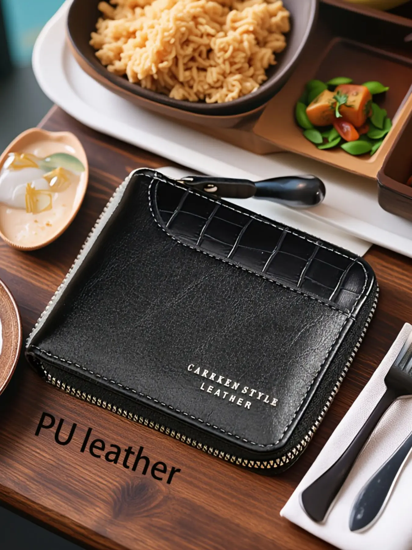 Men's New Zipper Short Leather Wallet, Fashion Multi-Function Card Holder, Button Closure Coin Purse, Youth Horizontal Multicolor Money Clip