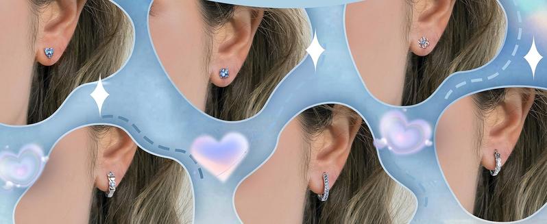 FUNRUN Earrings for Women - Hypoallergenic  Earrings - Cubic Zirconia Earrings Studs Hoop Set for Sensitive Ears