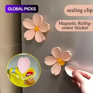 Magnetic Cherry Blossom Refrigerator Sealing Clip, Petal Seal Clips, Creative High-End Design, Style Beautiful Fridge Magnet