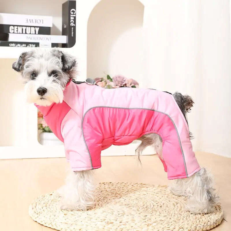 Autumn Winter Dog Four-Legged Thick Jacket, Zipper Closure with D-Ring, Reflective Strips, Camouflage Patterns, Warm Pet Coat for Medium Dogs