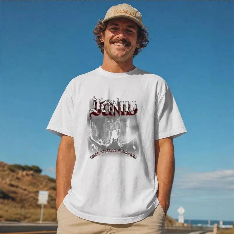 Women's Pure Cotton Short Sleeve T-Shirt - Relaxed Fit, Stylized "JANUS" & "STRANGER THINGS" Castle Art Print, Machine Washable, Multi-Size Casual Top for Daily Outdoor & Everyday Casual Wear, Graphic Print