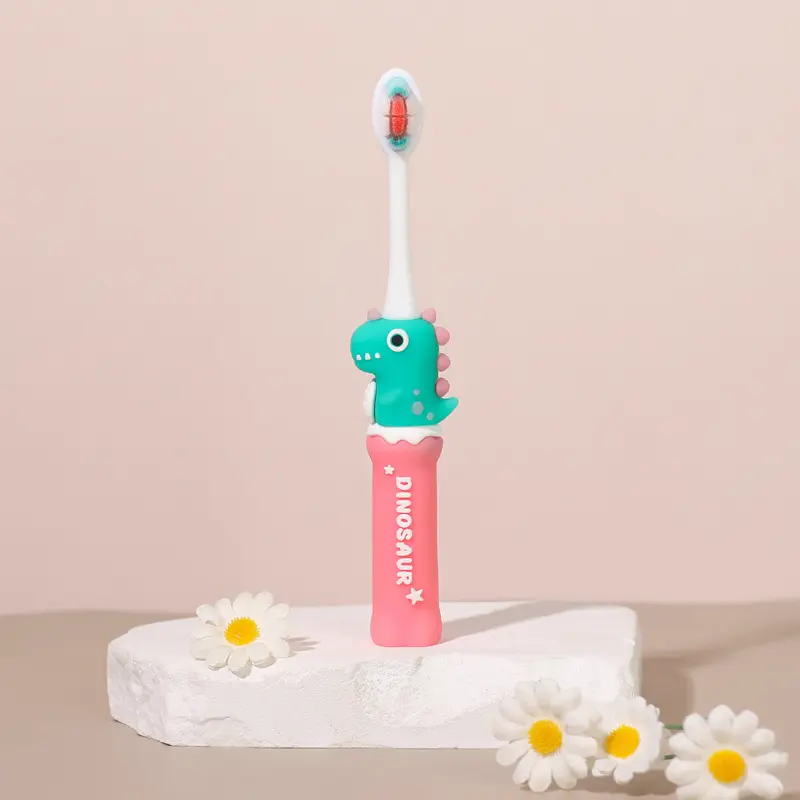 Adorable Dinosaur Toothbrush for Babies, Soft Bristles Gentle on Gums, Safe for Teething Ages 3-12, Comprehensive Cleaning, Easy Brushing