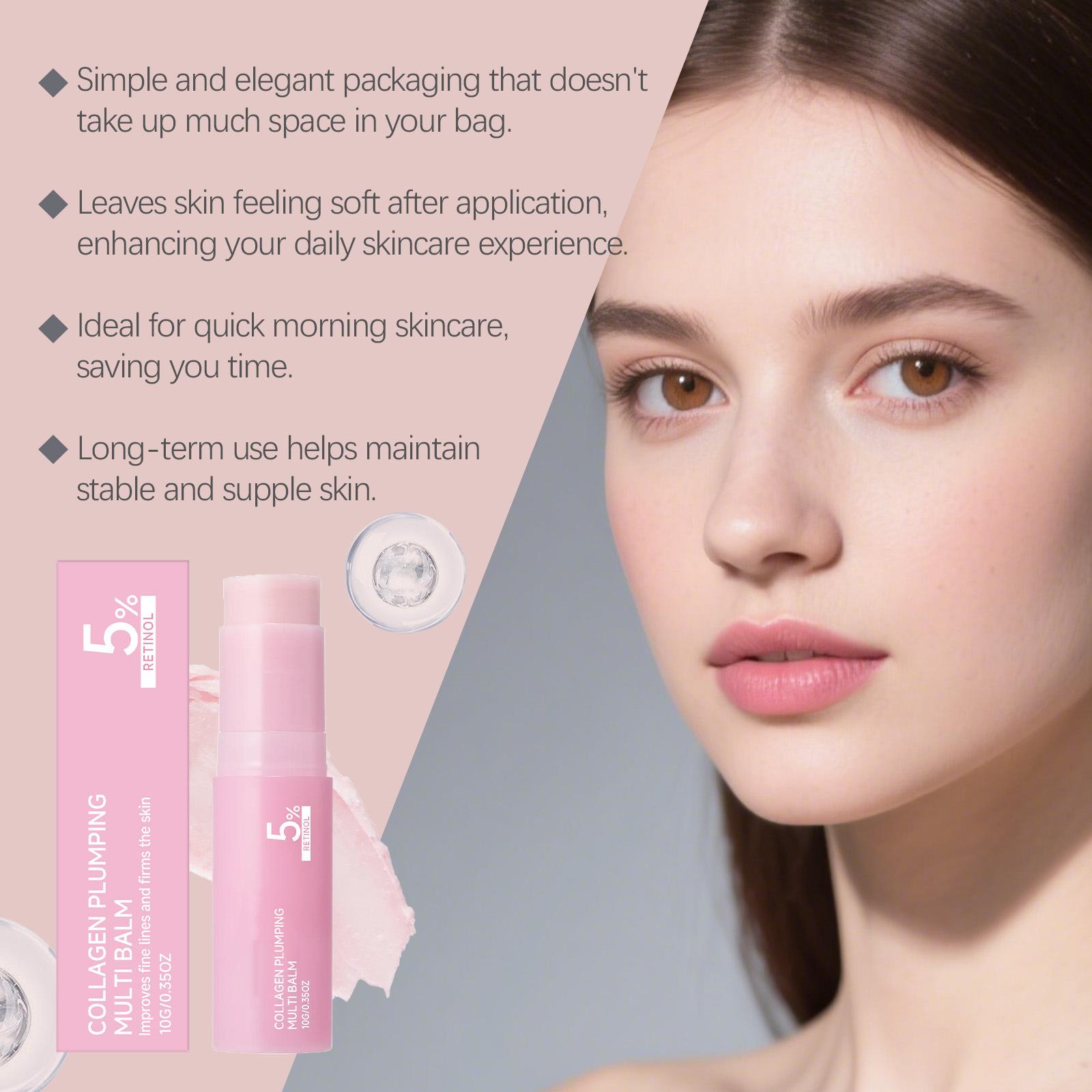 PDRN Pink Collagen Volume Multi Balm 10g - 5% Volufiline, Hydrating Anti-Aging Stick for Glass Skin, K-Beauty Multi-Use Balm for Face, Lips, Cheeks