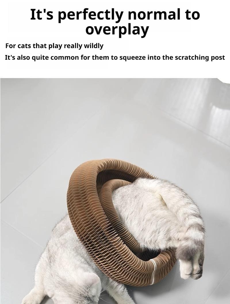 Foldable Magic Accordion Cat Scratcher with Bell, Corrugated Paper Wear-Resistant Cat Grinding Claw Nest, Interactive Self-Play Cat Toy for Boredom Relief