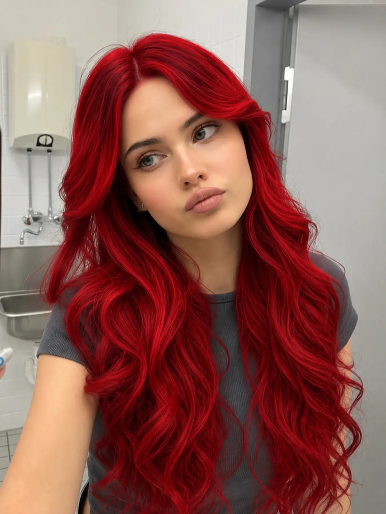 26 Inch Red Body Wave Lace Front Wig Heat Resistant Synthetic Hair Glueless Natural Hairline for Daily & Party Wear Lace Wigs