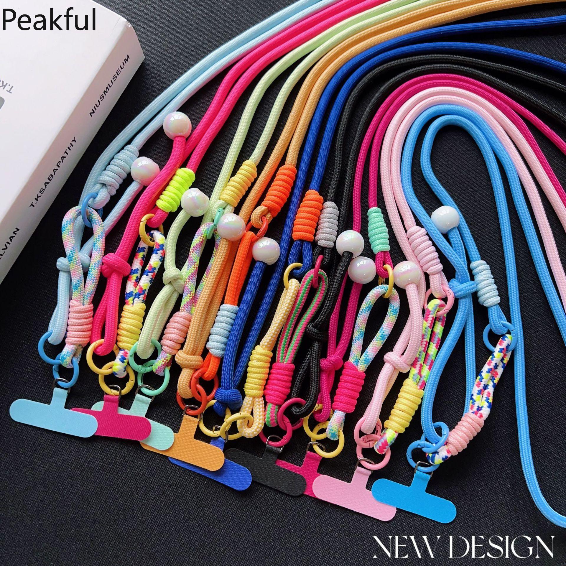 Phone Lanyard | Trending Dopamine Colorful Long Strap | Adjustable Crossbody Pearl Keychain with Card Patch | Sturdy Anti-Lost Wrist & Shoulder Strap for All Phones, Perfect for Daily Outfit, Shopping, Travel & Street Style