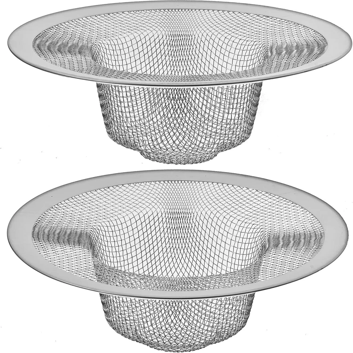 2-Pack Stainless Steel Kitchen Sink Drain Strainer, 4.5in Top/3in Mesh Basket, Large Food Catcher with Fast Flow Design